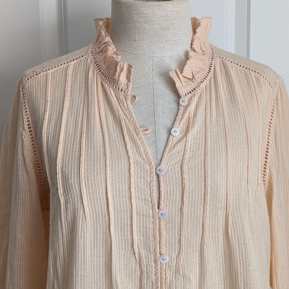 Faherty Willa Button Front 100% Organic Cotton Long Sleeve Vanilla Cream M NWT - Picture 4 of 16